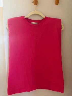 ZARA Hot Pink Ribbed Crewneck Tank